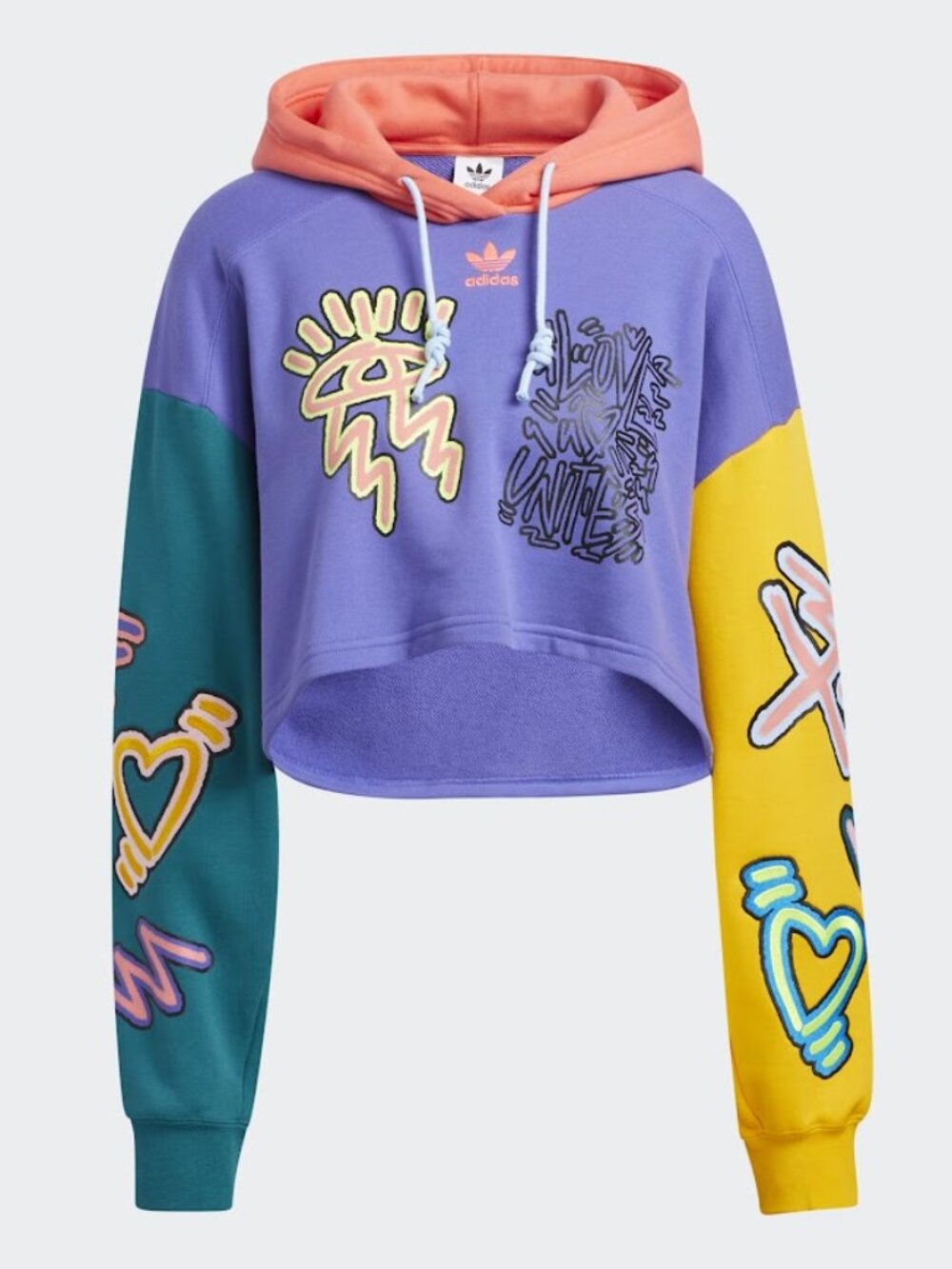 Adidas Women's Hoodie Small Colorblock Love Unites Kris Andrew Cropped Pride